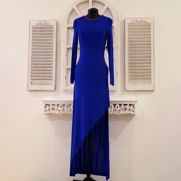 GUESS Periwinkle Blue Asymmetrical Keyhole Back gown XXS - Picture 6 of 9